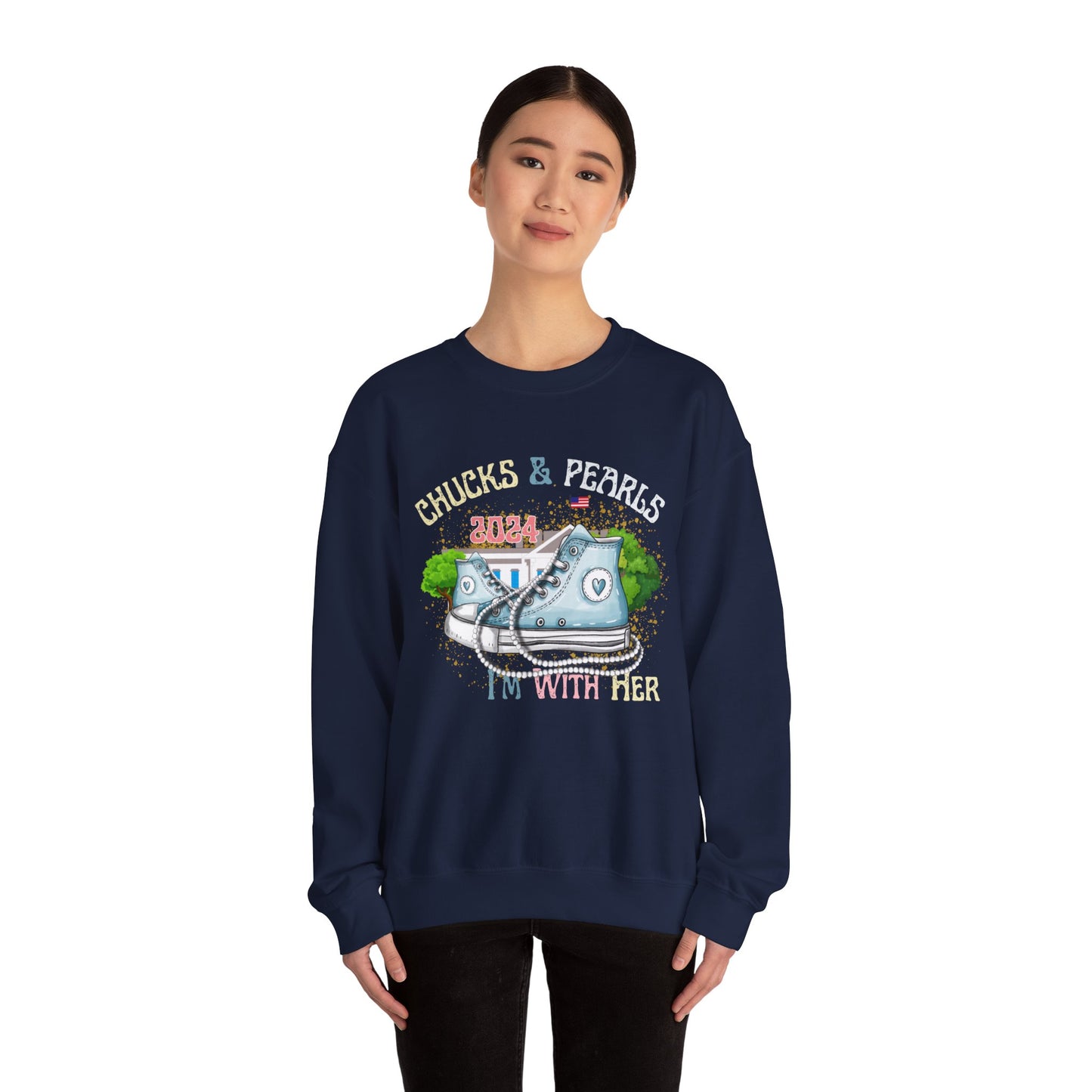 Crewneck Sweatshirt - Chucks and Pearls Kamala Harris Print