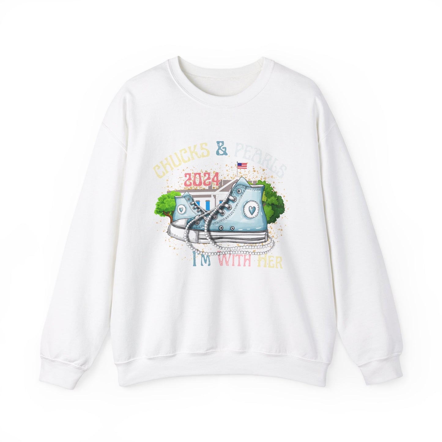 Crewneck Sweatshirt - Chucks and Pearls Kamala Harris Print