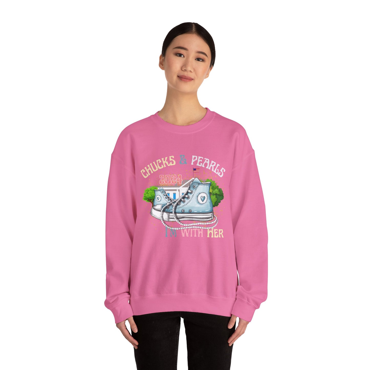 Crewneck Sweatshirt - Chucks and Pearls Kamala Harris Print