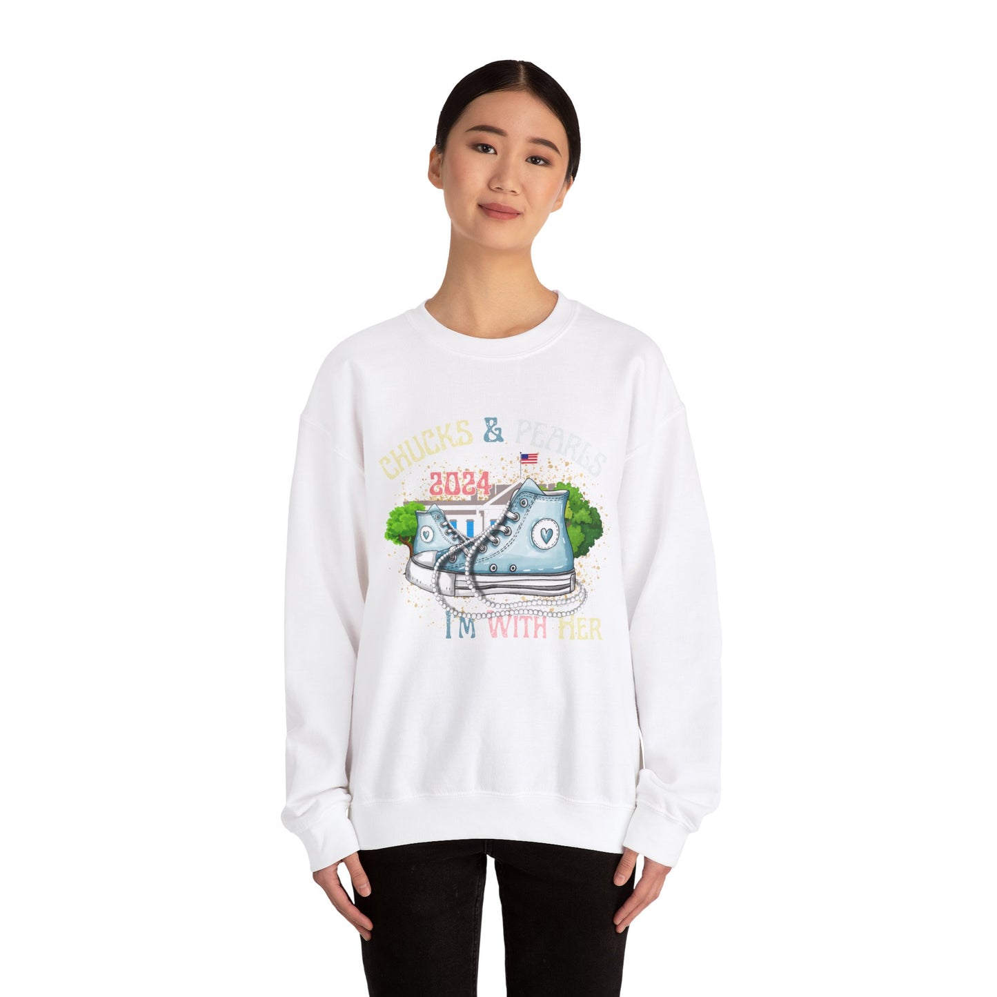 Crewneck Sweatshirt - Chucks and Pearls Kamala Harris Print