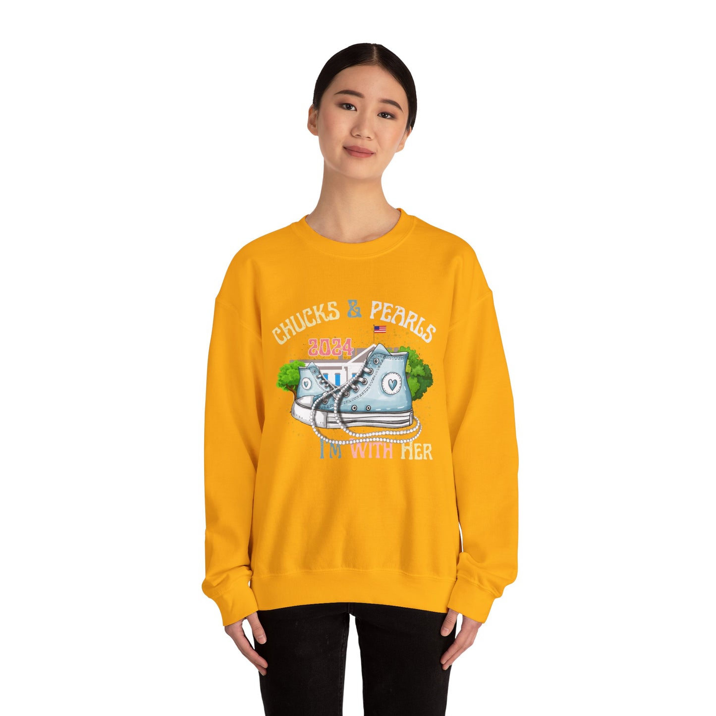 Crewneck Sweatshirt - Chucks and Pearls Kamala Harris Print