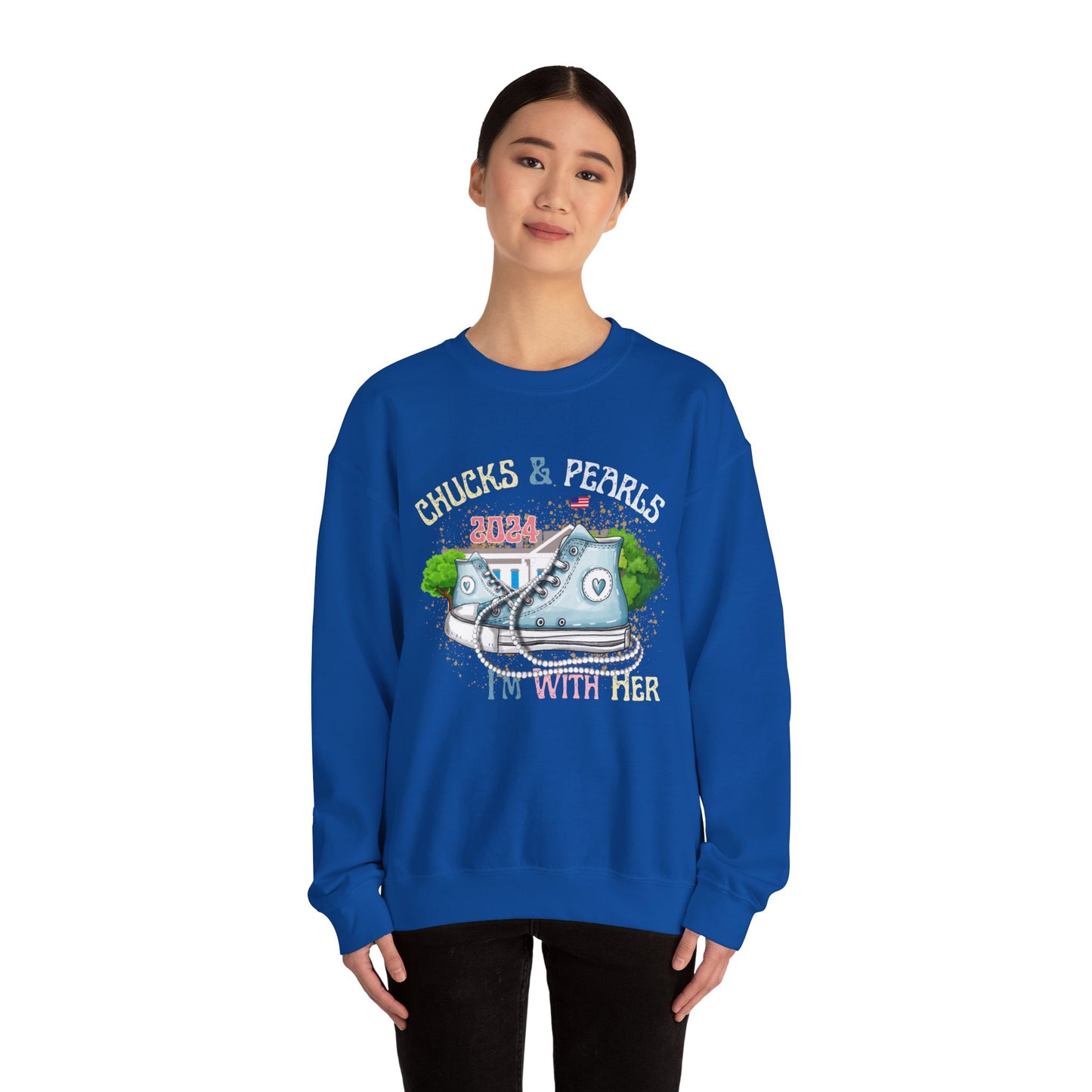 Crewneck Sweatshirt - Chucks and Pearls Kamala Harris Print