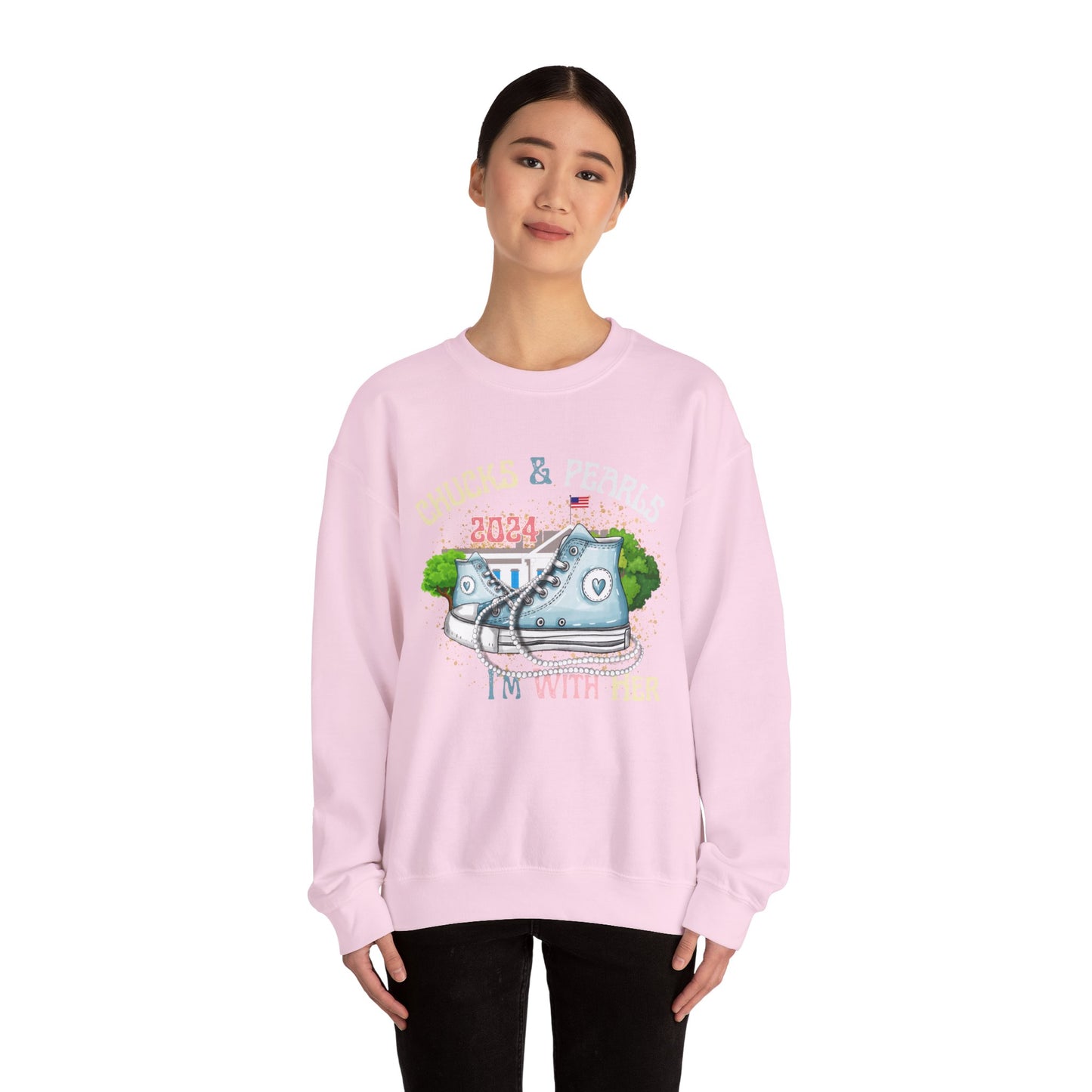 Crewneck Sweatshirt - Chucks and Pearls Kamala Harris Print