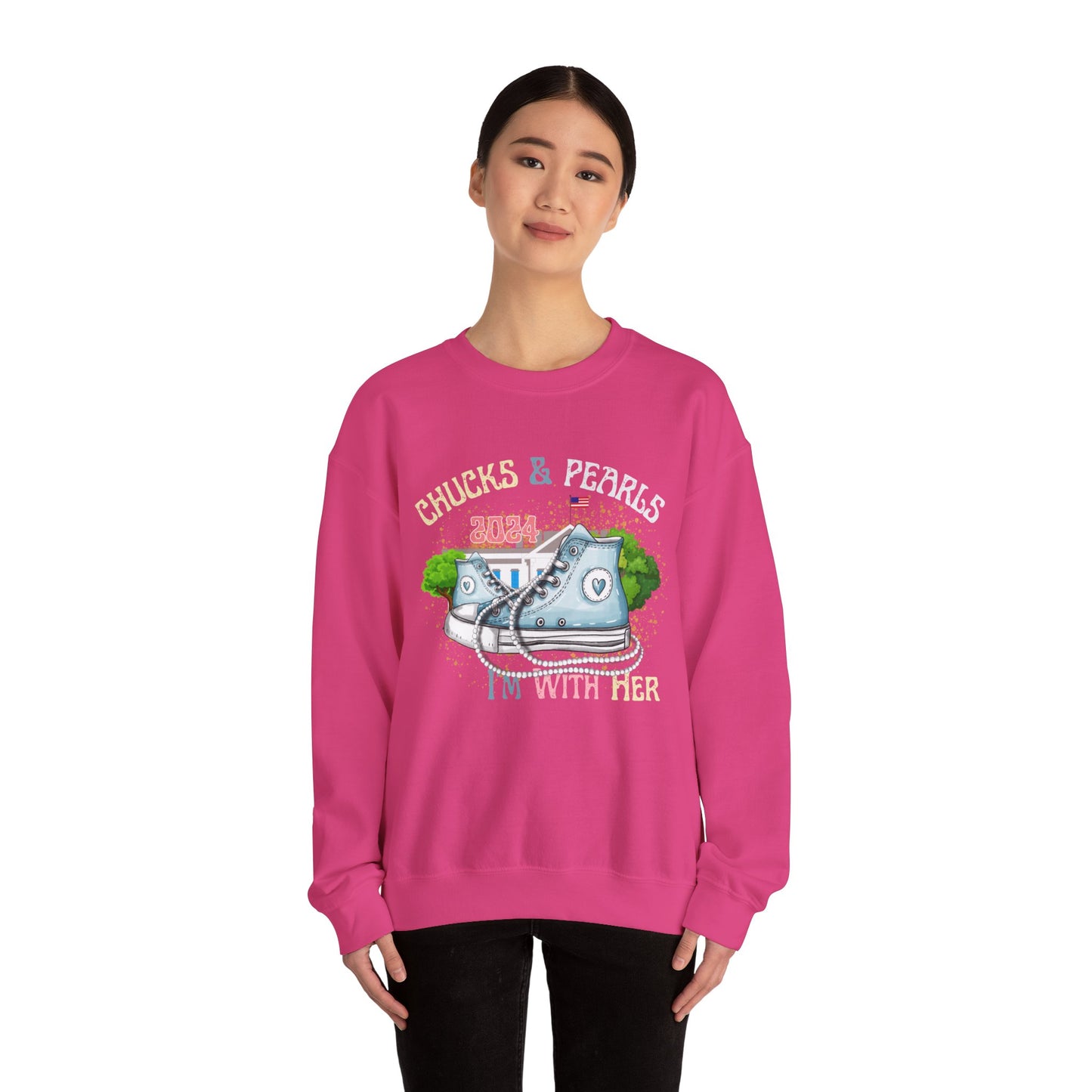 Crewneck Sweatshirt - Chucks and Pearls Kamala Harris Print