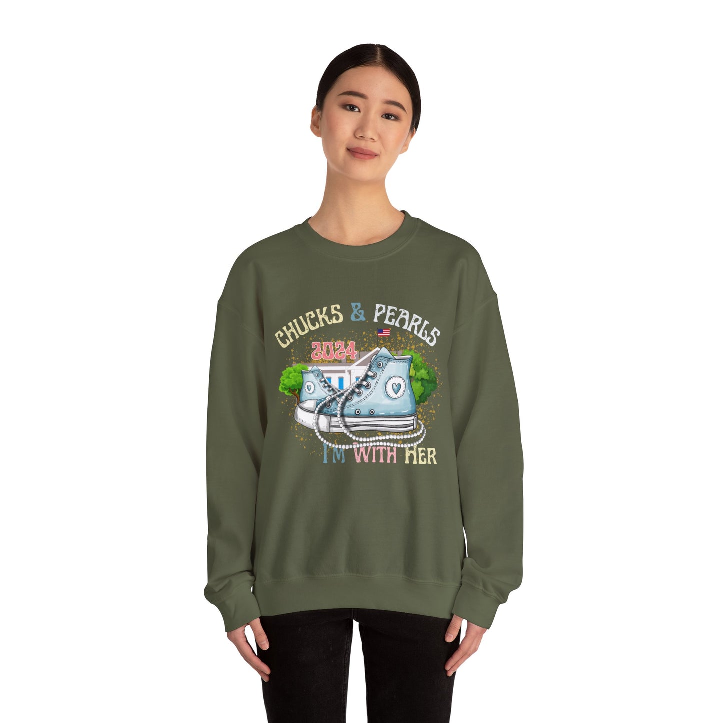 Crewneck Sweatshirt - Chucks and Pearls Kamala Harris Print